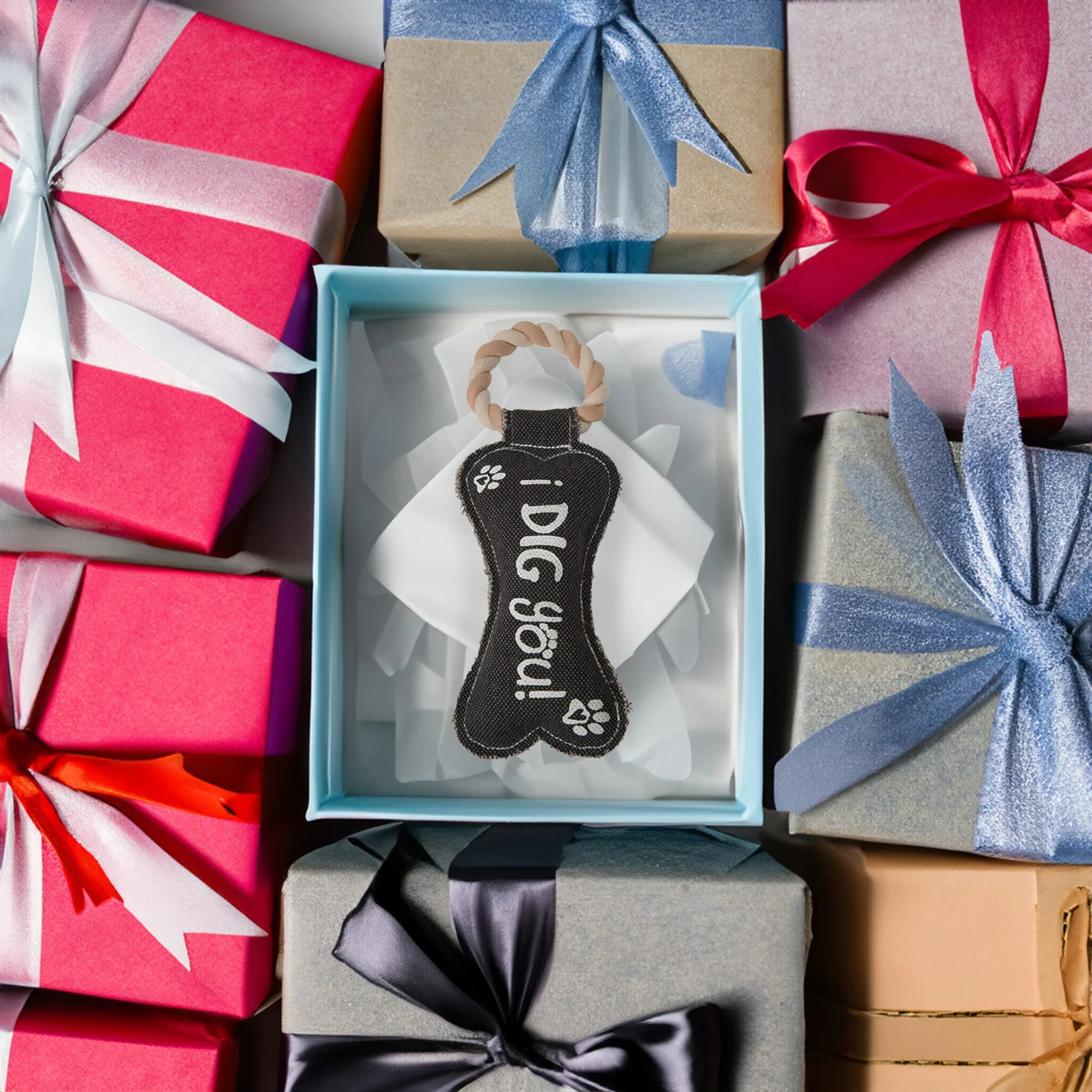 Dog Bone 12" Canvas Dog Toy on Rope - Image 4