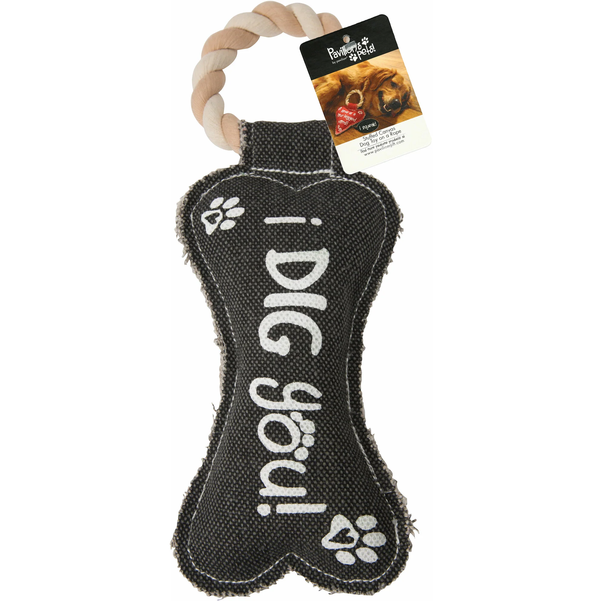 Dog Bone 12" Canvas Dog Toy on Rope - Image 6