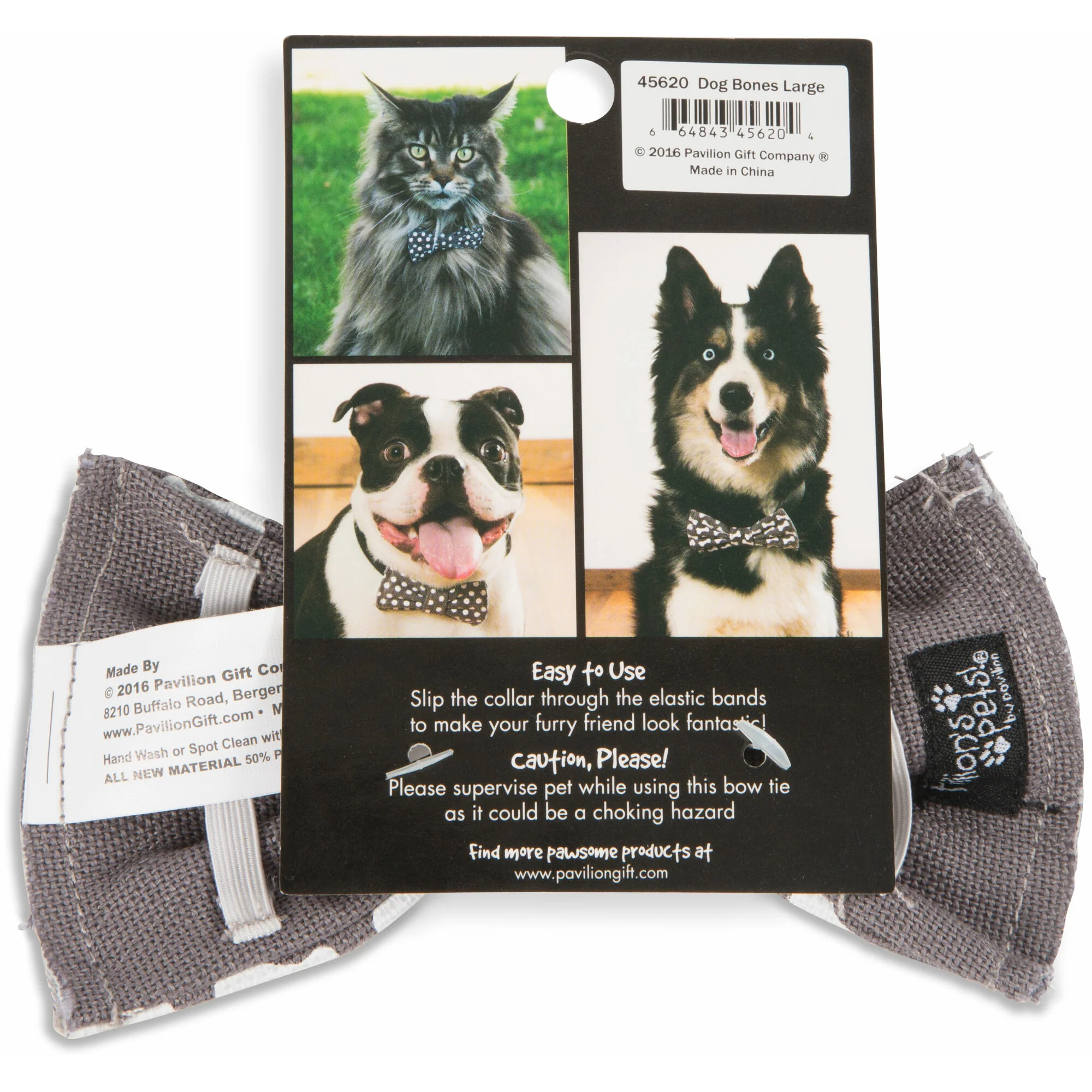 Dog Bones Large 5" x 3" Canvas Pet Bow Tie - Image 5