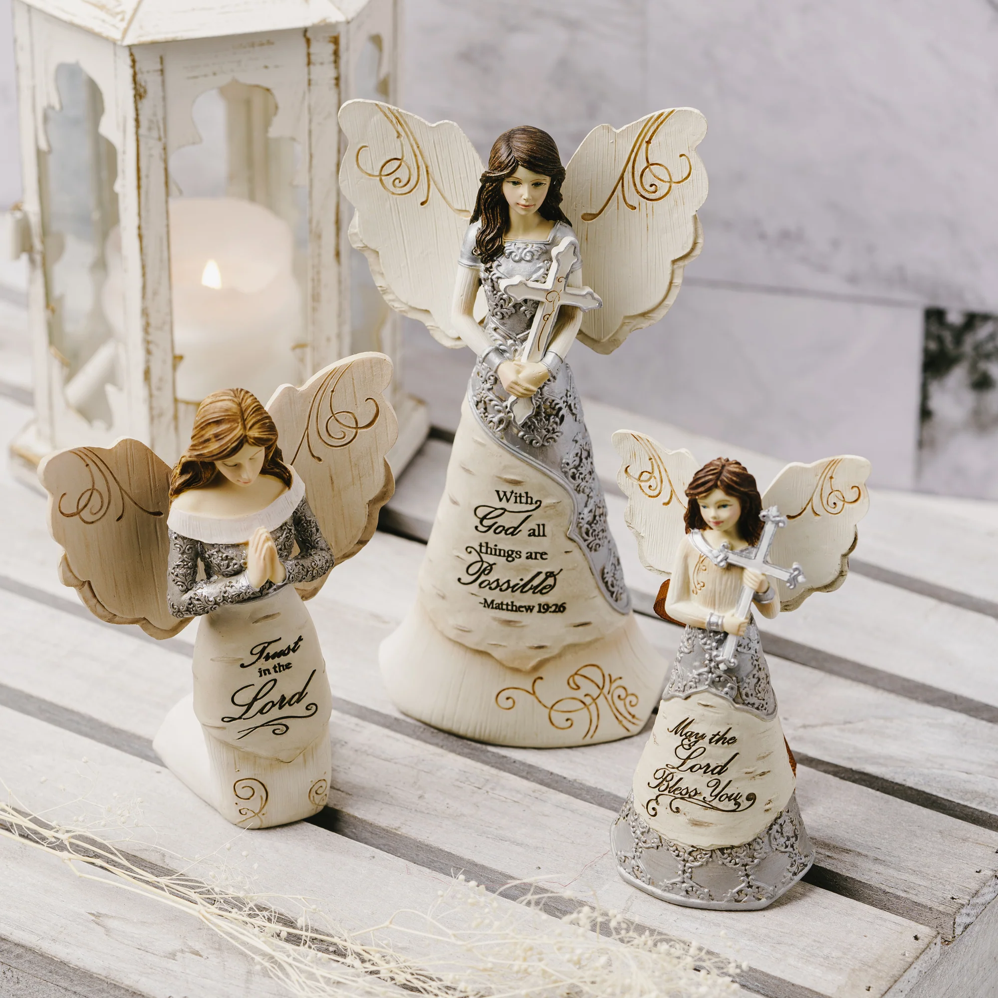 Faith 6.5" Angel Holding Cross - Image 3