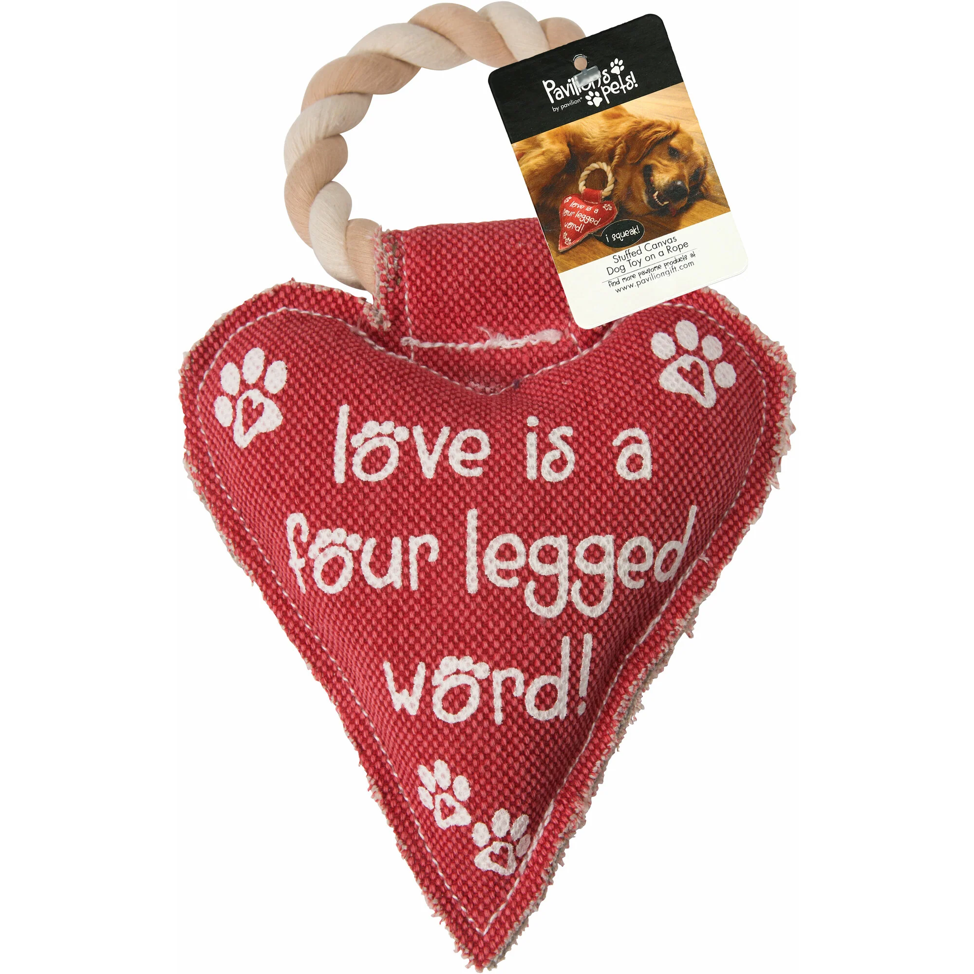 Heart Love 10" Canvas Dog Toy on Rope - Image 6