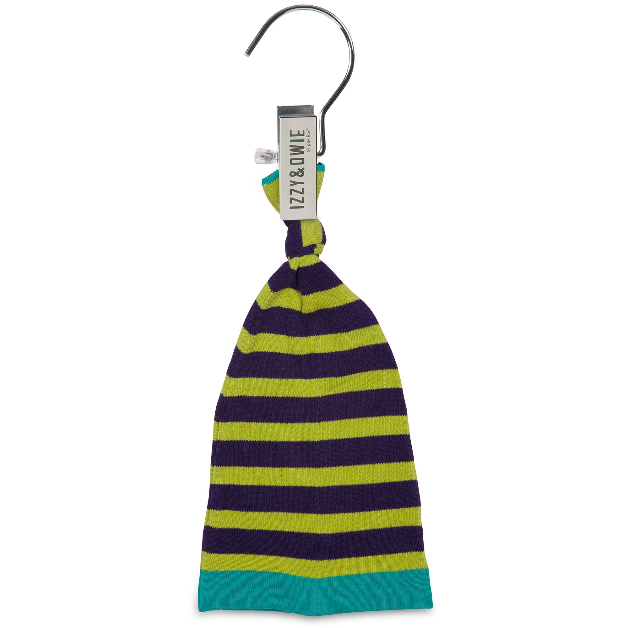 Light Green and Navy Stripe 0-12 Month Baby Hat - Image 3